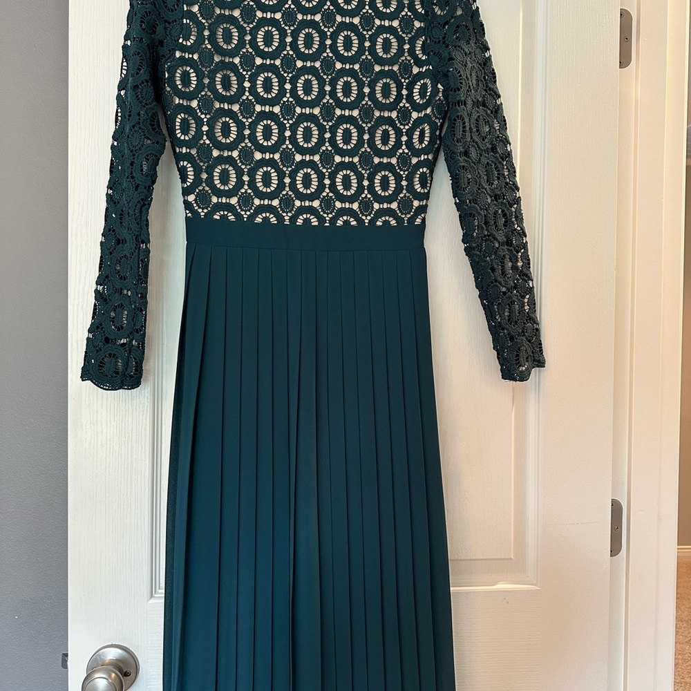 Ivy City Co Teal Lace Long Sleeve Dress